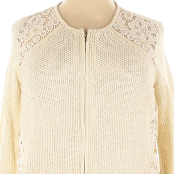 NWT Chico's Ecru Lainey Lace Zip-Front Cardigan Sweater Size 4 (XL/1X) - Picture 3 of 4